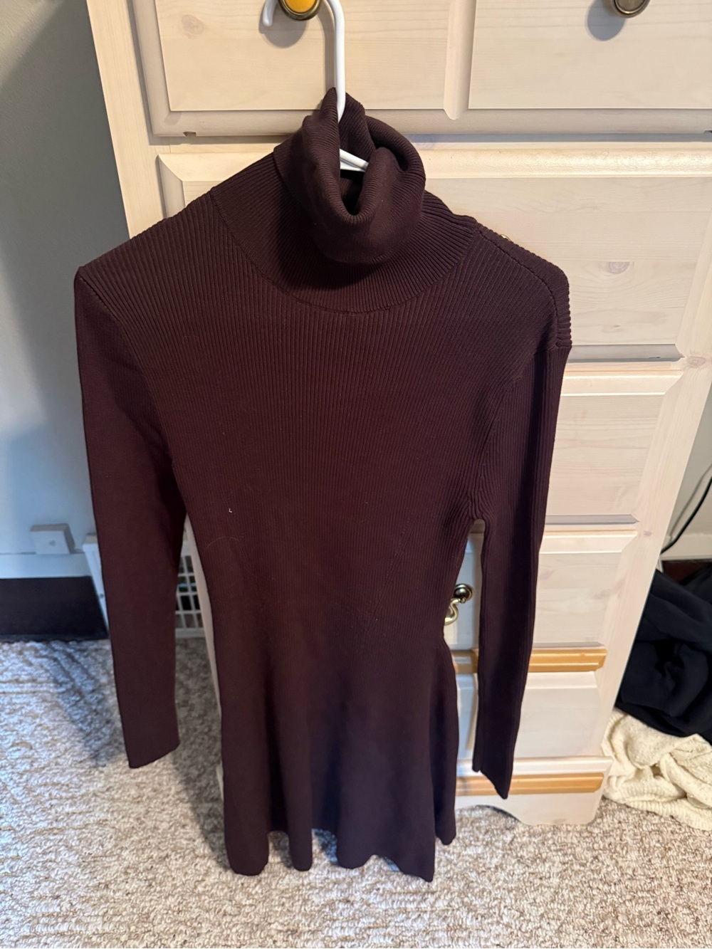 Zara Ribbed Turtleneck Sweater Dress in Chocolate